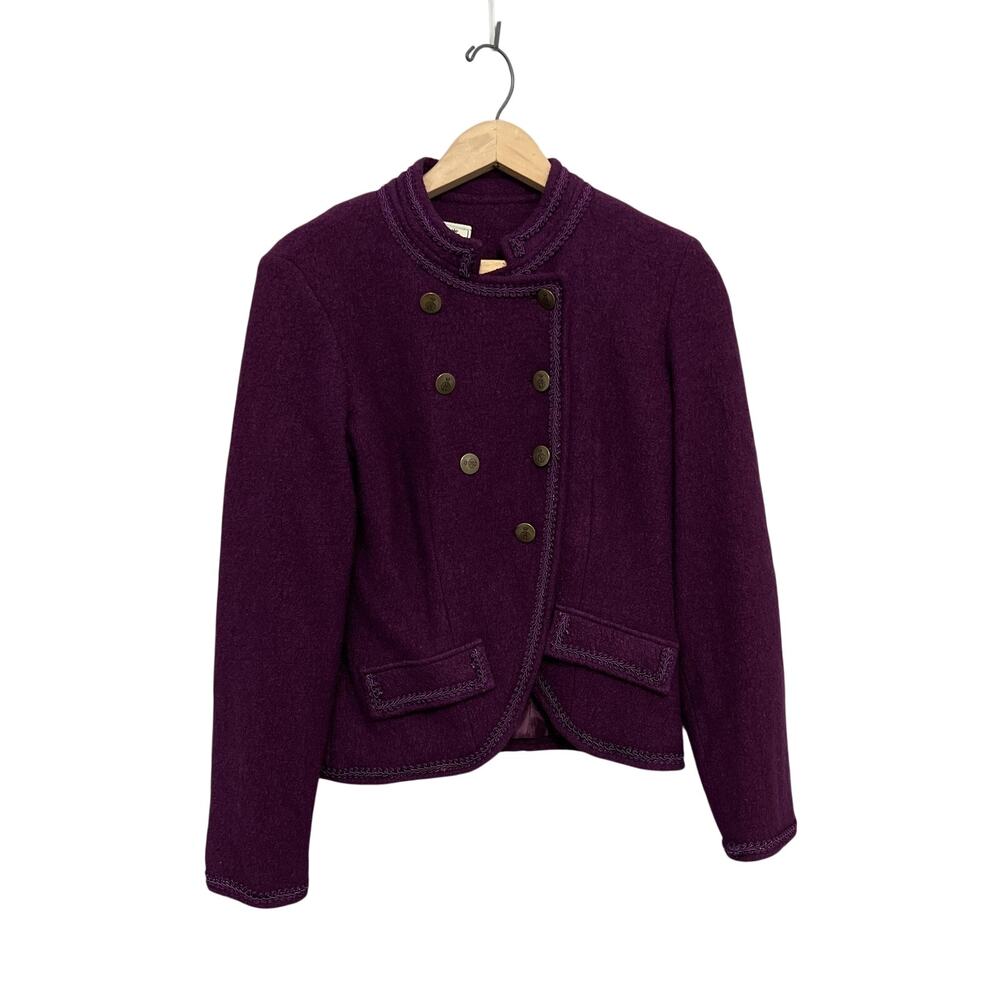 Virginia Taylor Jacket Womens Small Purple‎ Boiled Wool Military Academia Prep